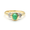 0.70 Carat Cabochon Emerald Bezel Set 14K Gold Ring