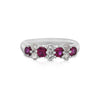 0.77 Round Cut Ruby and Diamond Platinum Cluster Band Ring