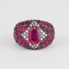 11 Carat Oval Cut Burma Pink Ruby & Diamond Cluster Dome Ring