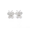 Earring clou papillon en or blanc massif 14K avec grappe de diamants naturels