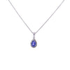 Pendentif Goutte en Or Blanc 18K avec Tanzanite et Halo de Diamants