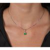 18k Or Massif Émeraude Naturelle Colombienne et 3 diamants Ronds Sur le Pendentif Collier