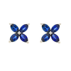 2.50 Carat Blue Sapphire Marquise Flower 18K White Gold Stud Earrings