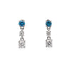 Boucles d'oreilles pendantes en diamants naturels bleus et blancs taillés en rond à 3 pierres en or blanc 18K