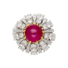 3.04 Carat Star No-Heat Burma Ruby & Sunburst Art Deco Ring