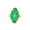 Bague 18K avec Émeraude Colombienne Marquise de 3,89 Carats et Diamant
