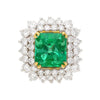 4.30 carat natural Colombian Emerald in Diamond cluster ring