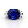 AGL Certified 5.75 Carat Burma No Heat Cushion Blue Sapphire and Diamond Ring