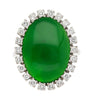 Antique Jadeite Jade & Diamond Halo Platinum 900 Statement Ring