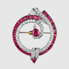 Art Deco No Heat Burma Ruby and Diamond Brooch