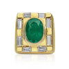 Bague pour homme avec émeraude ovale de 4-5 carats et diamants baguette sertis clos