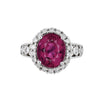 GIA Cert. 5.52 Carat Rubellite and Diamond Halo Filigree Ring