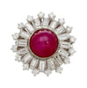 GIA Cert. 7.40 Carat Purplish Red Star Ruby & Diamond Art Deco Ballerina Ring