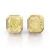 GIA Certified 10.52 Carat Fancy Light Yellow Diamond 18K Gold Bezel Stud Earring