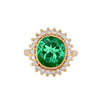 GIA Certified 4.3 Carat Colombian Emerald 18K Gold Button Sunburst Ring