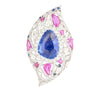 GIA Certified High Jewelry Sapphire and Diamond Eye Motif Pendant-Brooch