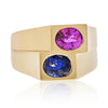 GIA zertifizierter blauer und pinker Saphir Unisex Lünette Ring in 18k Gold
