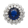 GRS Certified 7.15 Carat Vivid Blue Sapphire & Diamond 18K Ring