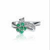 Natural Emerald and Diamond Flower Ring