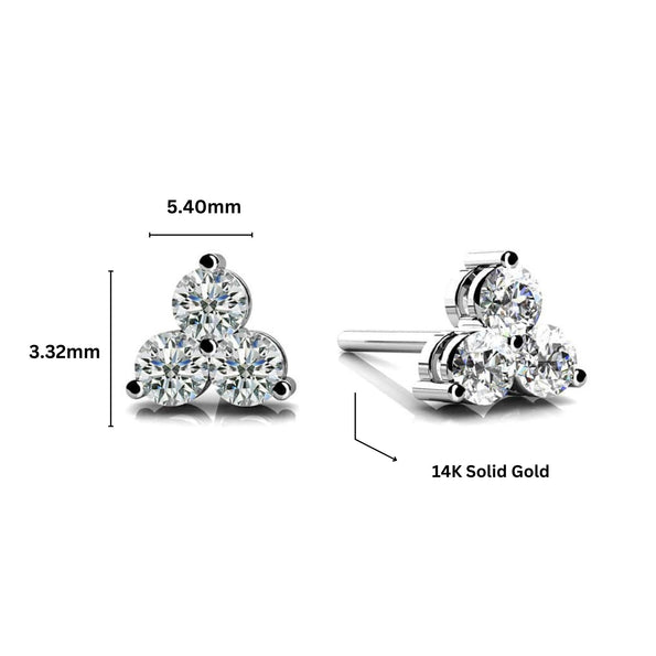 0.20 Carat Round Cut Prong Set Trillium Diamond in 14K White Gold Stud Earrings