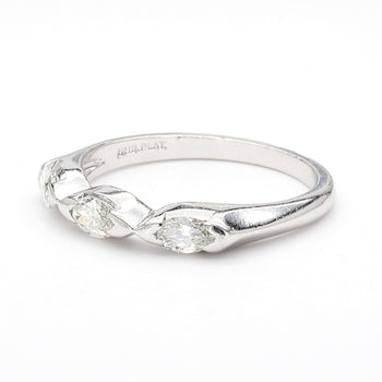 0.30 Carat Marquise Cut Diamond in Platinum Three Stone Wedding Band Ring – Assay Jewelers