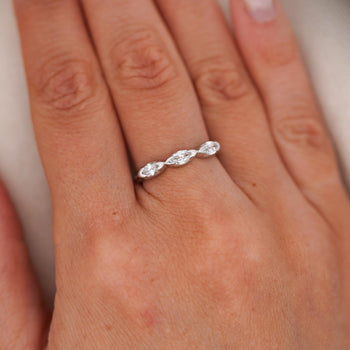0.30 Carat Marquise Cut Diamond in Platinum Three Stone Wedding Band Ring – Assay Jewelers