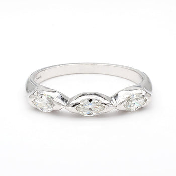 0.30 Carat Marquise Cut Diamond in Platinum Three Stone Wedding Band Ring – Assay Jewelers