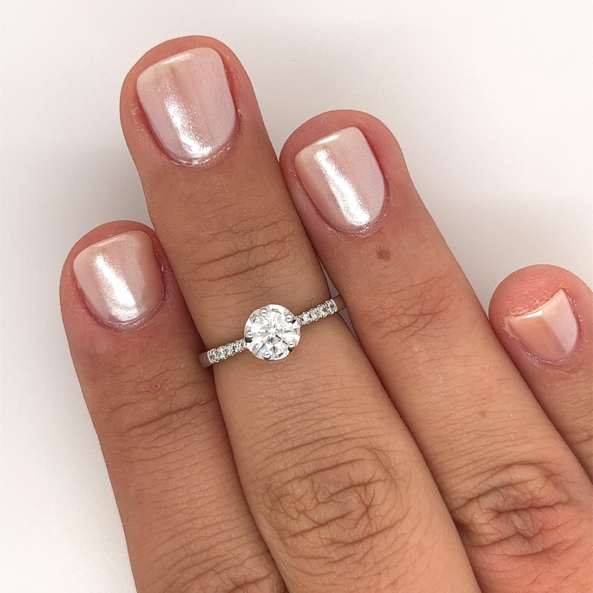 0.44 CTTW Round Cut Diamond Engagement Ring in 18K White Gold