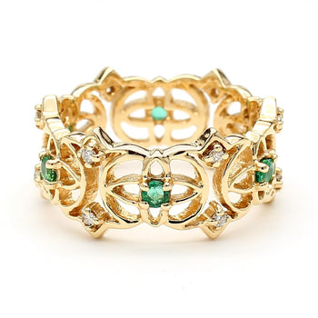 0.50 Carat Emerald & Diamond 14K Gold Open Geometric Band Ring – Assay Jewelers