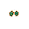 0.50 Carat Oval Emerald Bezel Set 18K Gold Stud Earrings