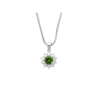0.76 CTTW Green Diamond Floating Platinum Pendant 18k Gold Wheat Chain Necklace – Assay Jewelers