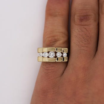 0.8 Carat Round F-G/SI1SI2 Channel Set Diamond in 14K Yellow Gold Statement Ring – Assay Jewelers