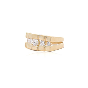 0.8 Carat Round F-G/SI1SI2 Channel Set Diamond in 14K Yellow Gold Statement Ring – Assay Jewelers