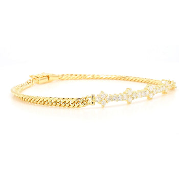 0.88 Carat Diamond in 18K Gold Twisted Rope Chain Floral Bracelet – Assay Jewelers