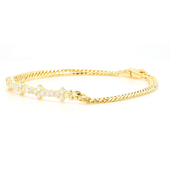 0.88 Carat Diamond in 18K Gold Twisted Rope Chain Floral Bracelet – Assay Jewelers