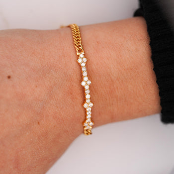0.88 Carat Diamond in 18K Gold Twisted Rope Chain Floral Bracelet – Assay Jewelers