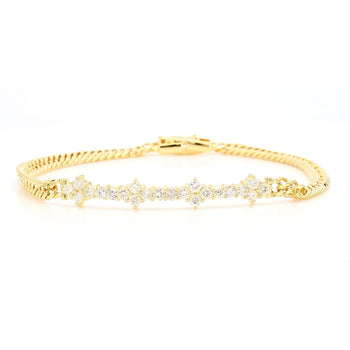 0.88 Carat Diamond in 18K Gold Twisted Rope Chain Floral Bracelet – Assay Jewelers
