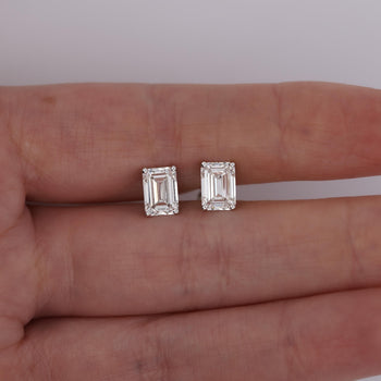 1-4 Carat Emerald Cut Prong Set Diamond in 14K White Gold Stud Earrings – Assay Jewelers