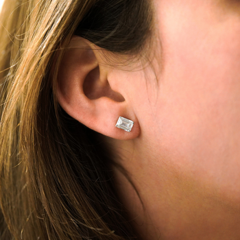 1-4 Carat Emerald Cut Prong Set Diamond in 14K White Gold Stud Earrings – Assay Jewelers