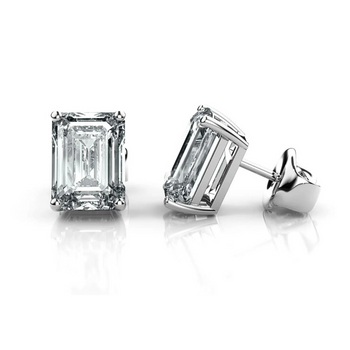 1-4 Carat Emerald Cut Prong Set Diamond in 14K White Gold Stud Earrings – Assay Jewelers