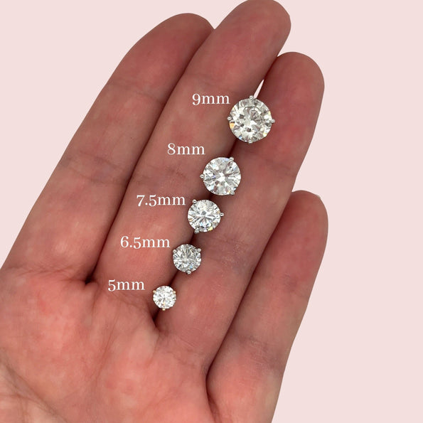 1-6 carat Martini 3-Prong Lab Grown Diamond Stud Earrings