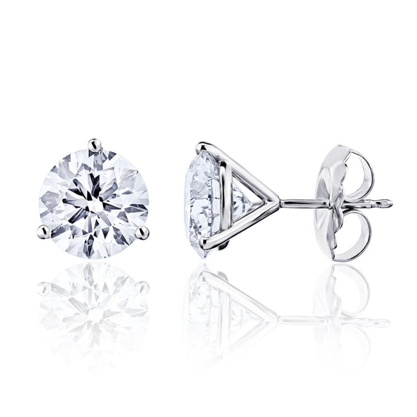 1-6 carat Martini 3-Prong Lab Grown Diamond Stud Earrings