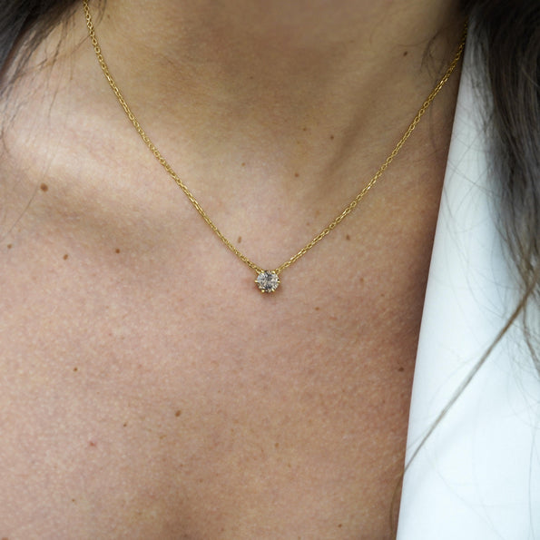 1 Carat Brown Diamond 18K Gold Solitaire Pendant Necklace