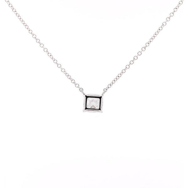 1 Carat Cushion-Cut Lab Grown Diamond Solitaire Pendant Necklace in 14K White Gold 16 Inch Chain
