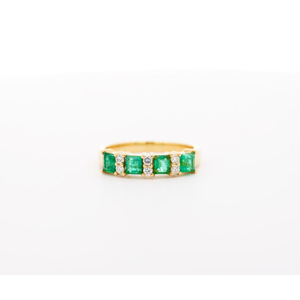 1 Carat Emerald Diamond 5-Stone Square Ring in 14K Gold