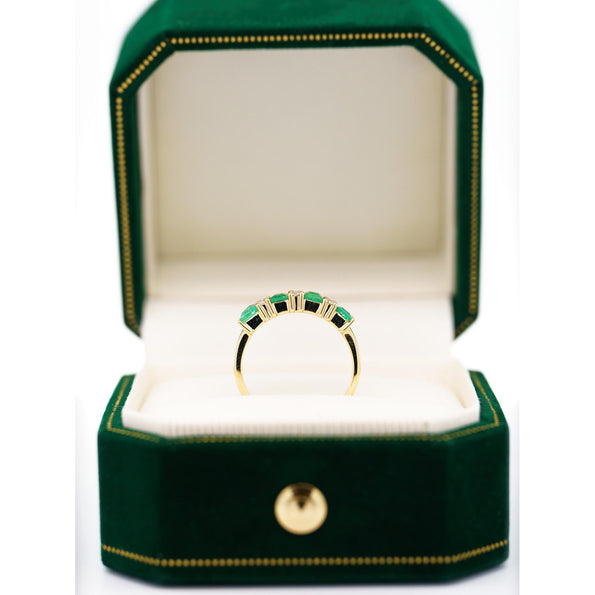 1 Carat Emerald Diamond 5-Stone Square Ring in 14K Gold