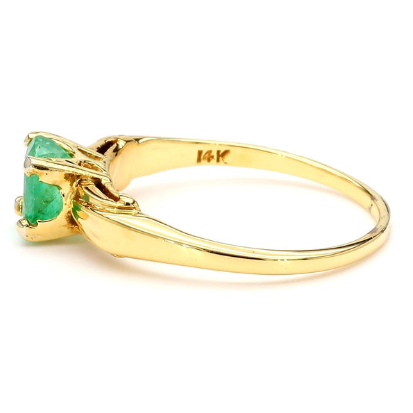 1 Carat Oval Cut Colombian Emerald 14K Gold Engagement Ring