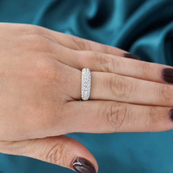 1 Carat Pave Diamond Dome Platinum Band Ring