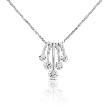1 Carat Round Cut Diamond 5 Stone Platinum Dancing Pendant Necklace – Assay Jewelers