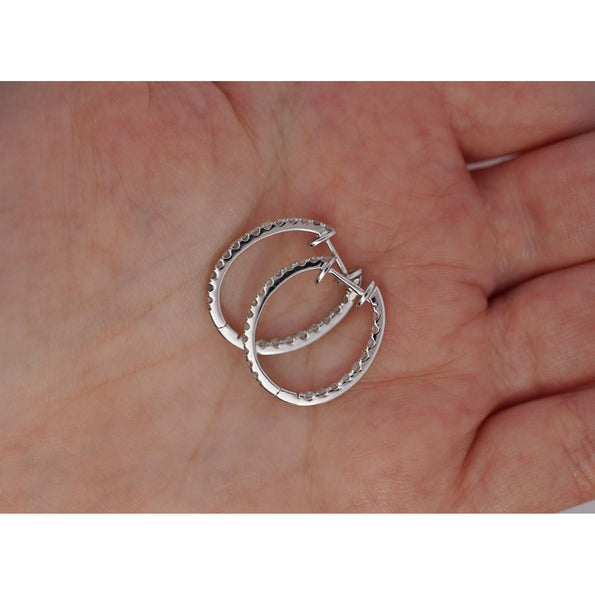 1 Carat TW Diamond Eternity Inside Out 18mm Hoop Earrings